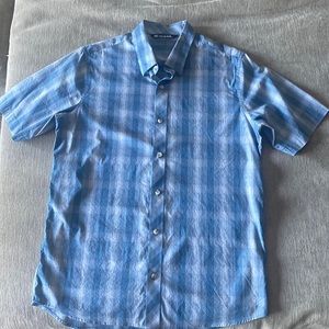 Travis Mathew Blue Plaid Casual Button Down Shirt